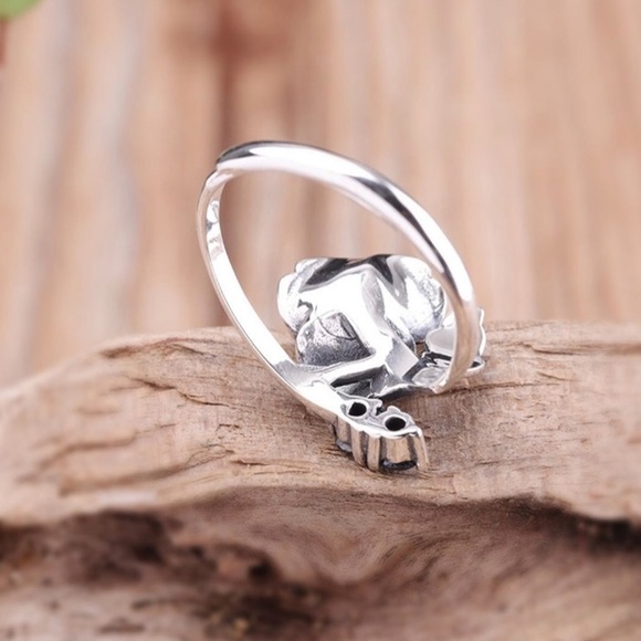 STERLING SILVER ROSE AND BLACK CZ RING - Picture 4 of 11